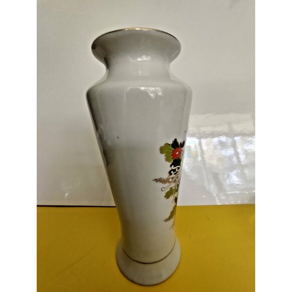 Oriental Porcelain Vase 10" tall, Made in Japan Orange Floral - Picture 8 of 9